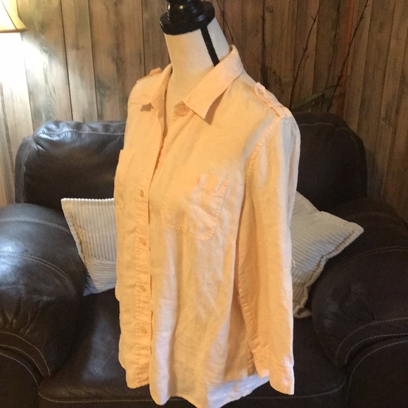 Liz Claiborne Peach Button Down Shirt - Picture 3 of 9